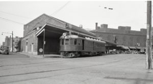 Minneapolis Northfield and Southern Railroad | Minneapolis, MN  | Gas electric motorcar #38 | 7th St and 3rd Ave North | Station | image 2 | July 1940