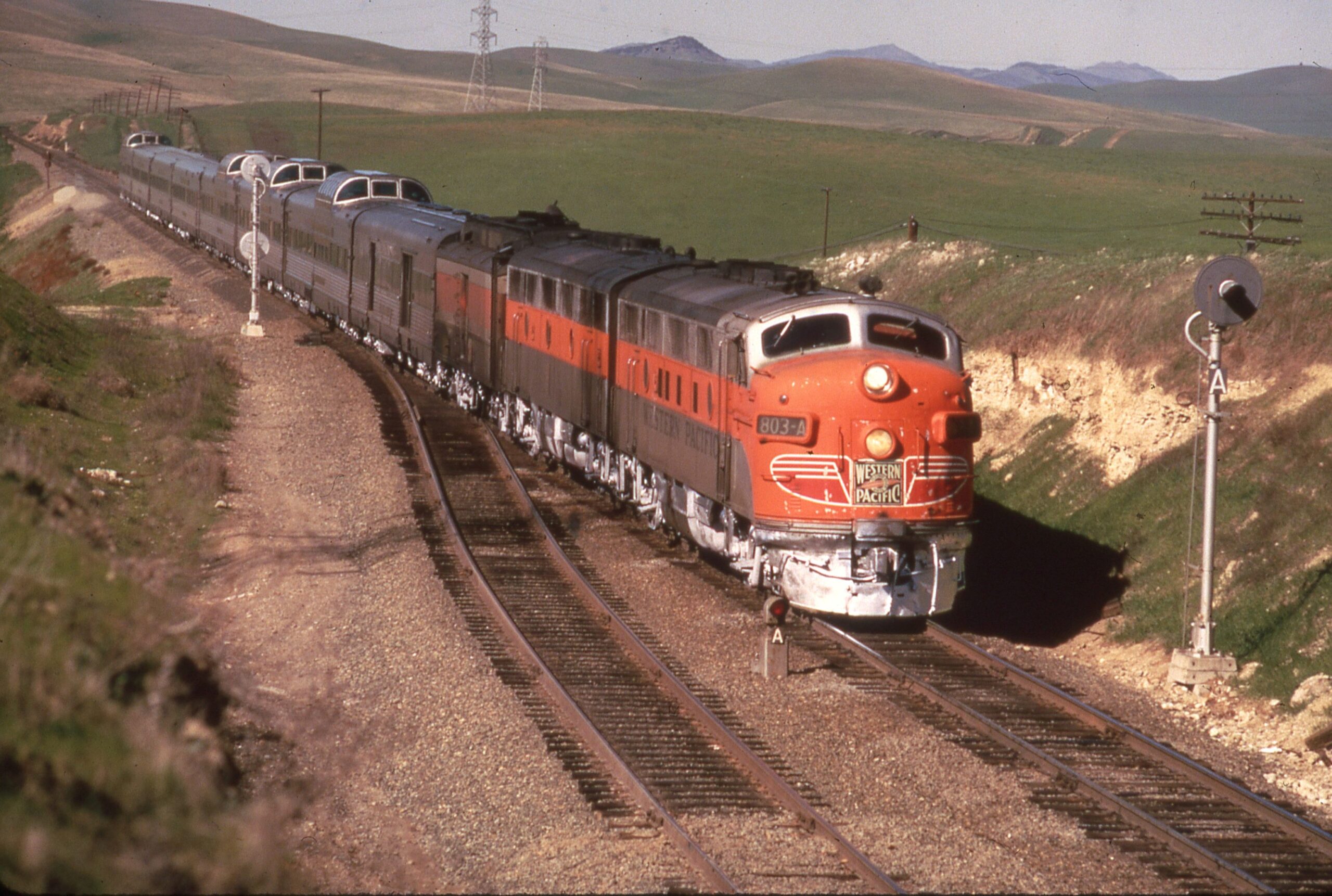 Western Pacific Railway | Altamont CA | EMD F3a 803A diesel-electric locomotive | Train 18 | Feb 11, 1970