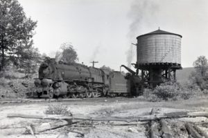 Pennsylvania Railroad | Paxinos, Pa. | I1 2-10-0 class #3445 + 1 | Water Tower |1956 | Fielding Lew Bowman
