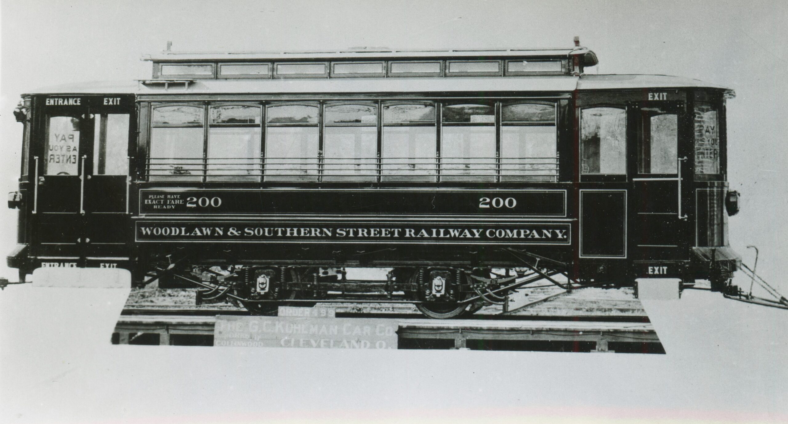 Woodlawn and Southern Street Railway Company | Cleveland, Ohio | Car 200 | 1911 | G C Kuhlman Car Company