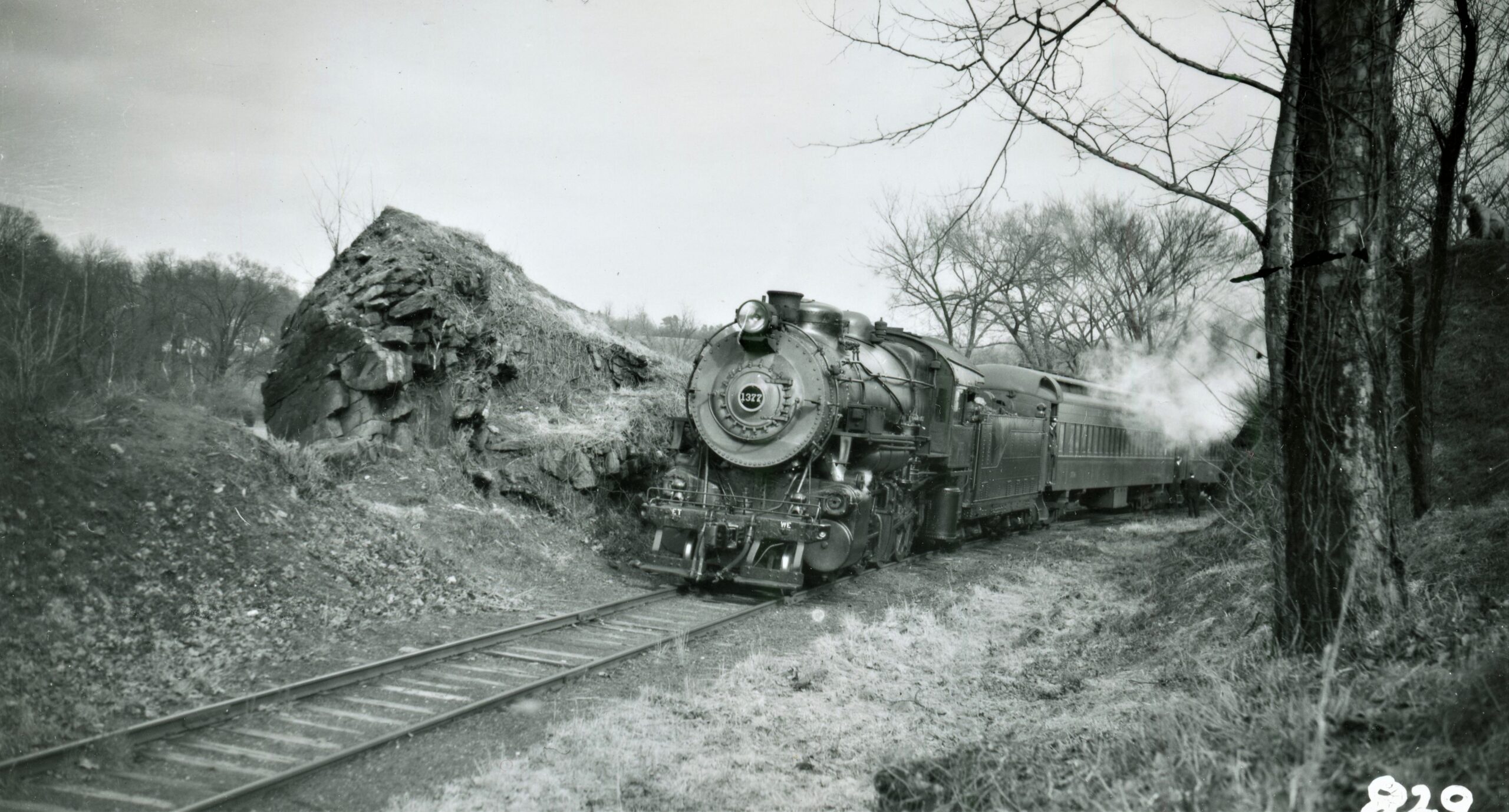Pennsylvania Railroad | Marple Township, Pennsylvania | Foxcroft Station | Off the Beaten Track excursion | Newtown Square Branch | H0s 2-8-0 1377 | March 5, 1939 | John Bowman, jr.