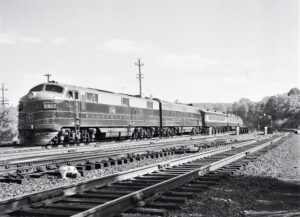 Baltimore and Ohio | Perkiomen Junction, Pennsylvania | E7a 1417 + 1 | Boy Scout Jamboree special train | July 10, 1957 | John Bowman, Jr. photo