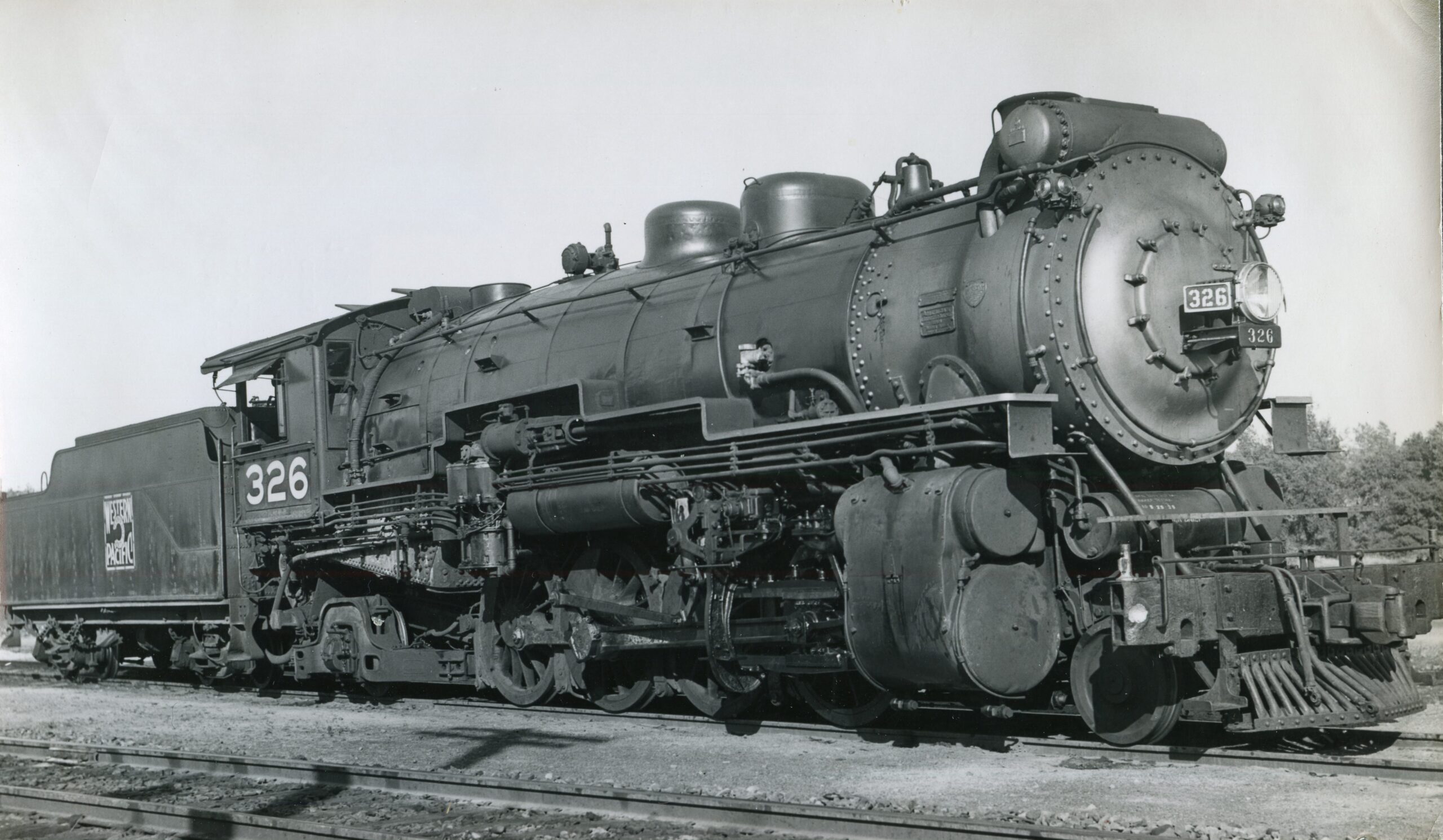 Western Pacific Railway | Oroville, California | Mikado 2-8-2 #326 steam locomotive | 1939 | John Bowman, Jr. photograph
