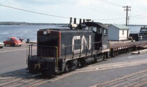 Canadian National | Port aux Basques, Newfoundland, Canada | GMD SW900 7941 diesel electric locomotive | September 1976 | Larry Steingarten photograph