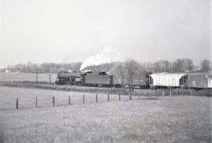 Norfolk and Western | White Post, Virginia | K1 4-8-2 class 114 | Plus CRNJ Covered Hopper | 1957 | Fielding Lew Bowman photo
