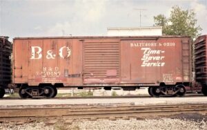 Baltimore and Ohio | Willard, Ohio | M-66 40 foot, 6 inch Time Saver box car #470487 | August 26, 1972 | Emery Gulash photo