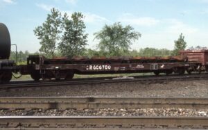 Conrail | Toledo, Ohio | CE52 class flat coil car #606799 | September 16, 1988 | Emery Gulash photo
