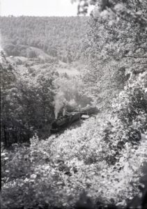 East Broad Top | Sideling Hill, Pennsylvania | 2-8-2 #18 | Coal train | June 1955 | Fielding Lew Bowman photograph