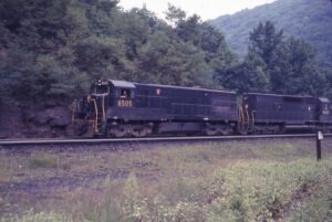 Pennsylvania Railroad | Altoona, Pennsylvania | GE U25C 6505 and EMD SD40 6080 diesel-electric locomotives | Horseshoe Curve | August 20,1966 | Dick Flock photo