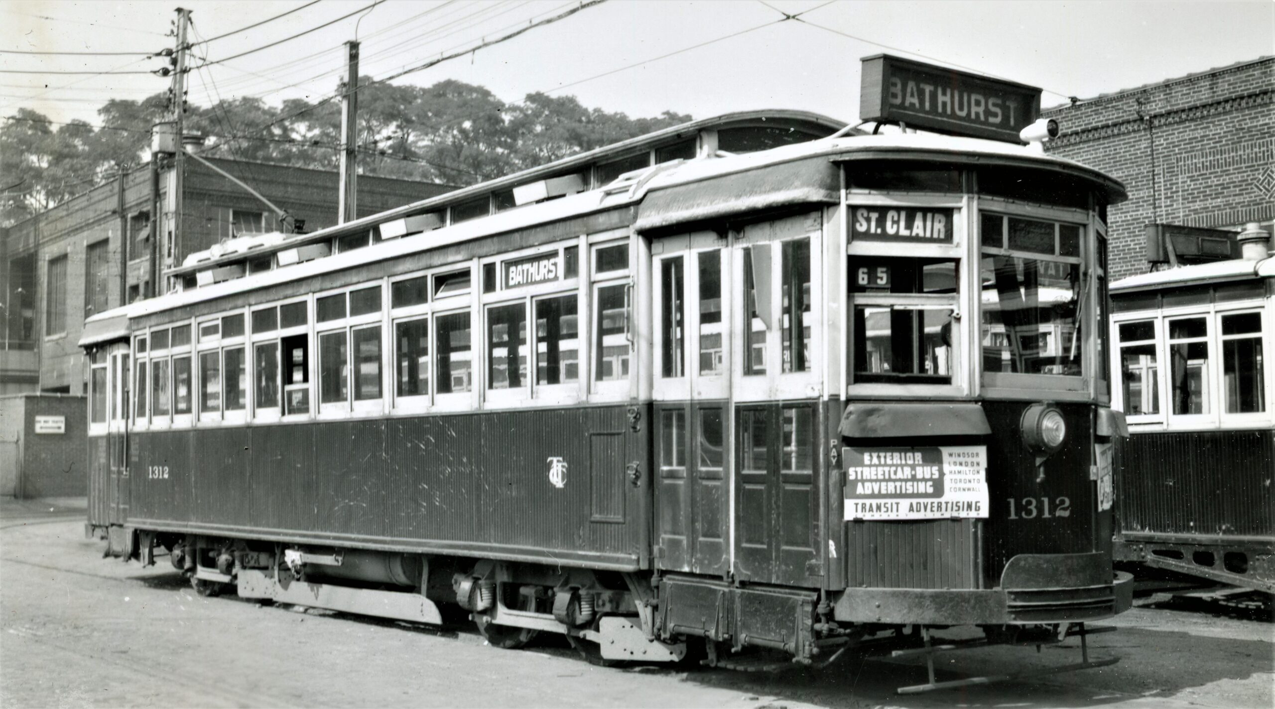 Toronto Railway Company | Toronto, Ontario, Canada | Car #1312 | Hillcrest Shops | August 2, 1947 | W.C. Bailey photograph
