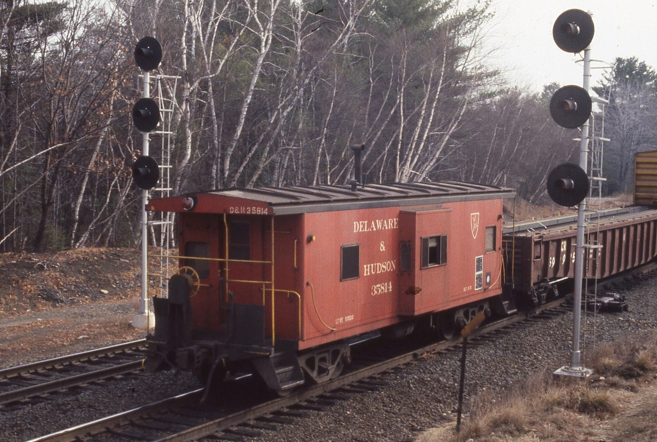Delaware and Hudson Railway | Westminster, Massachusetts | Bay Window caboose #35814 | November 11, 1982 | John Wilson Photograph