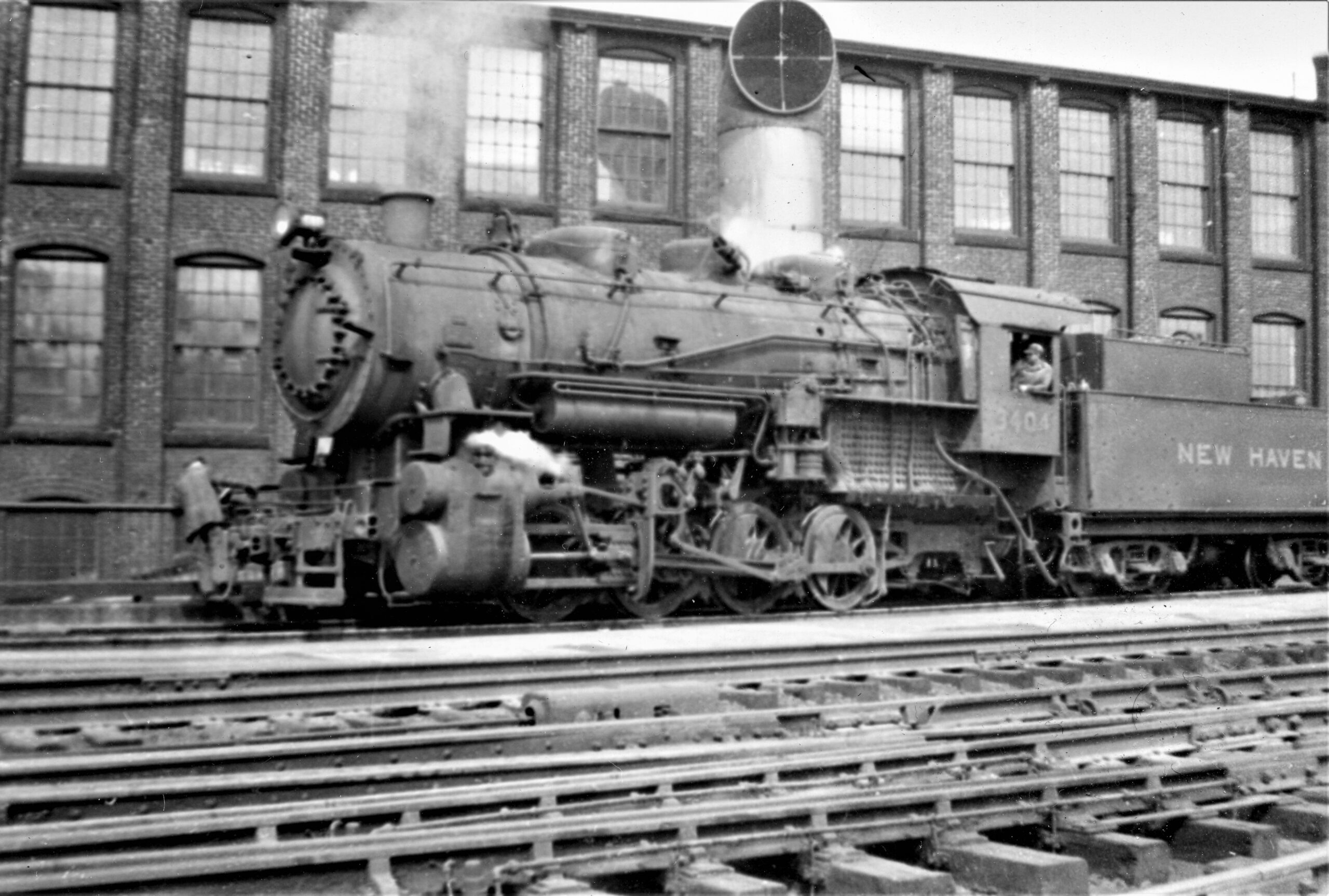 New Haven New York and Hartford Railroad | Worcester, Massachusetts | Class Y-3 0-8-0 steam #3404 locomotive | April 5, 1936 | Elmer Kremkow Collection