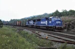 Conrail | Gallitzin, Pennsylvania | EMD SD60M #5547 + GE D8-40C #6150 diesel-locomotives | LMST | June 29, 1996 | Dick Flock photograph