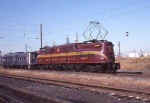 New Jersey Transit | Pennsylvania Railroad | South Amboy, New Jersey | GG1 electric #4877 | October 1983 | William Rosenberg photograph