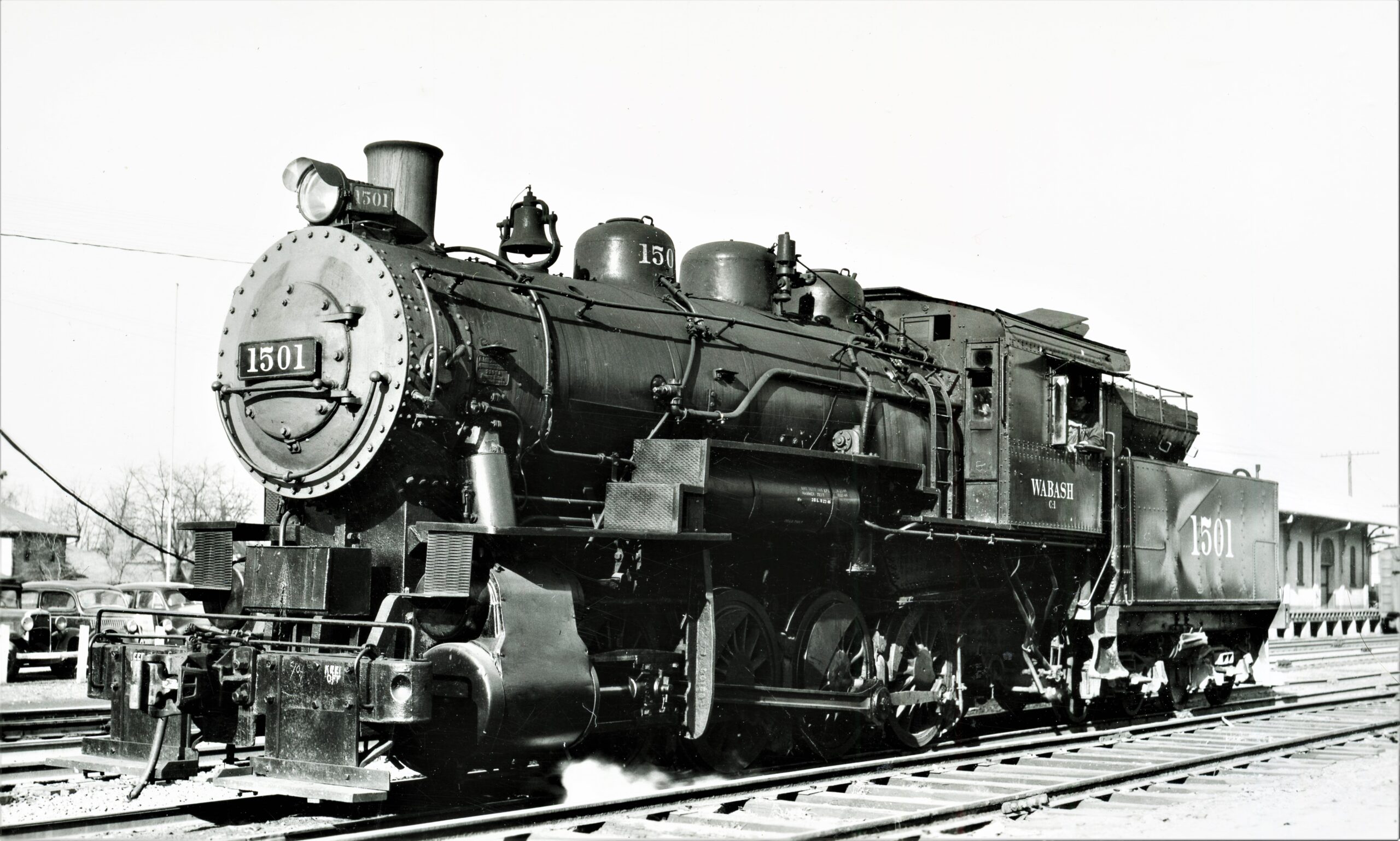 Wabash Railroad | Decatur, Illinois | Class C-1 0-8-0 #1501 steam locomotive | April 6, 1948 | R. J. Foster photograph | Elmer Kremkow Collection