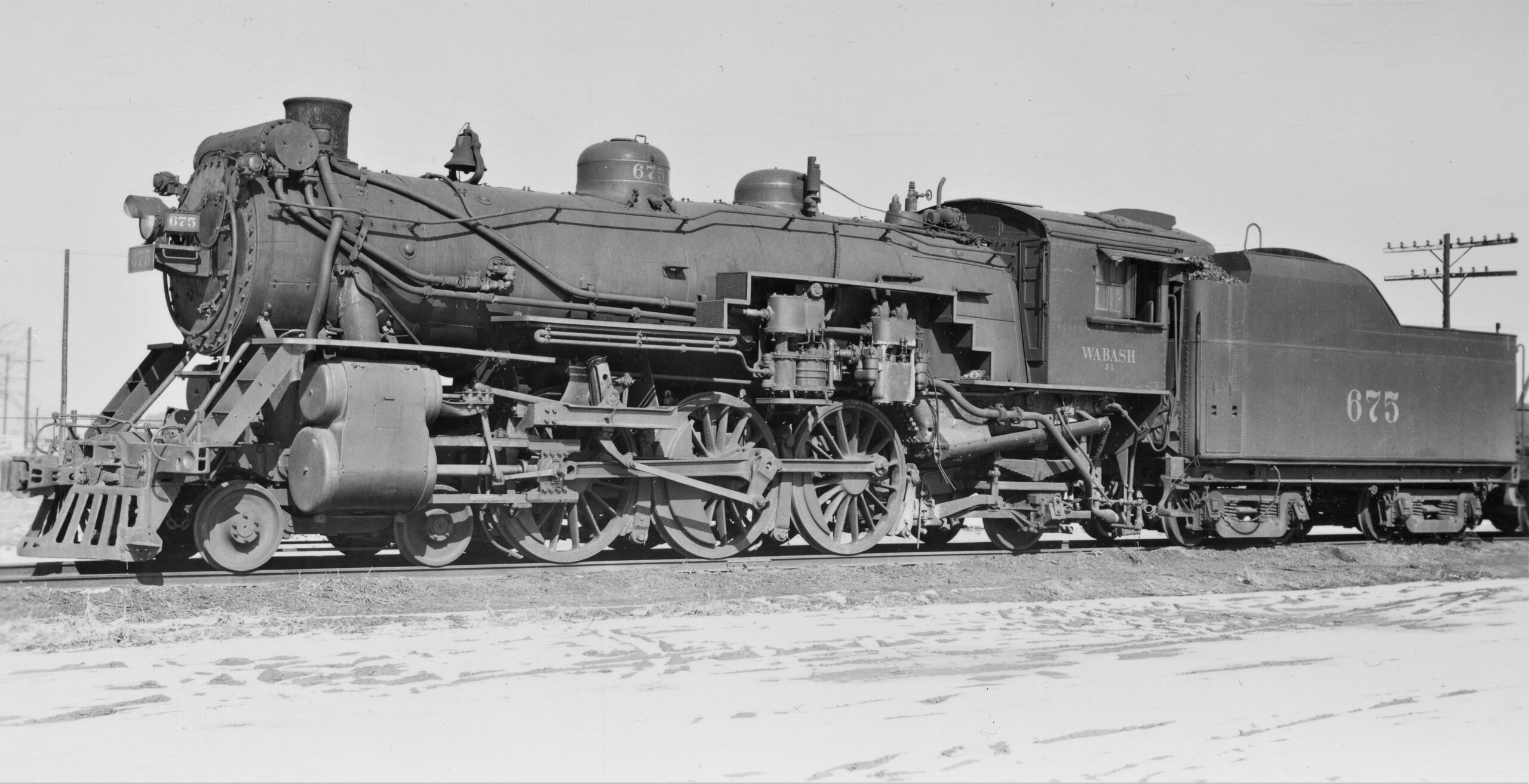 Wabash Railroad | Decatur, Illinois | Class J-1 4-6-2 #675 steam locomotive | February 19, 1950 | Robert P. Morris photograph | Elmer Kremkow Collection