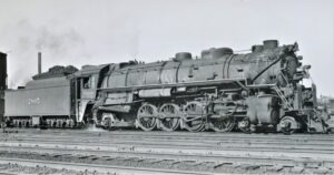 Wabash Railroad | Decatur, Illinois | Class M-1 4-8-2 #2805 steam locomotive | built by Baldwin – 1930 | November 7, 1948 | Robert P. Morris photograph | Elmer Kremkow Collection
