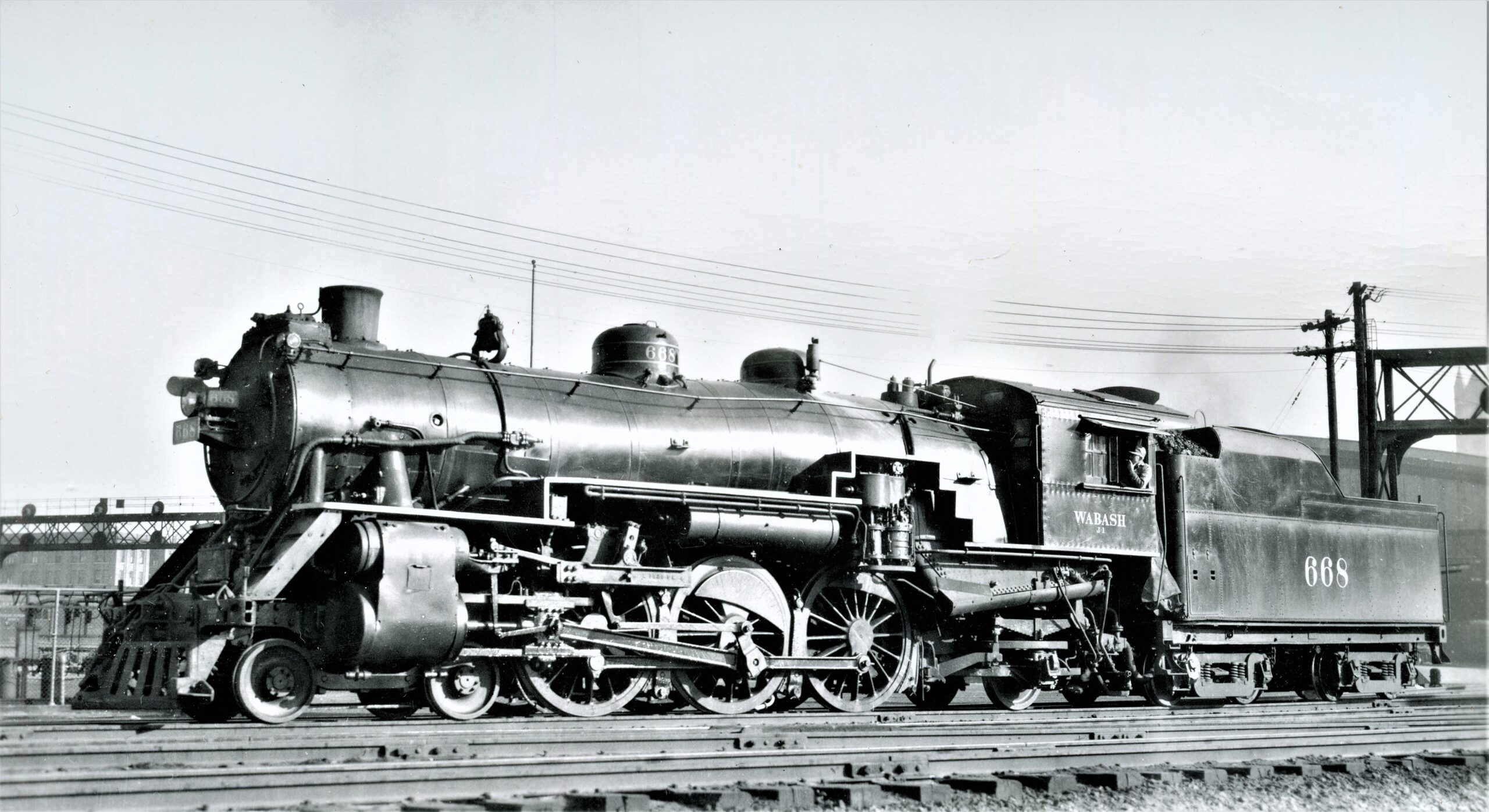 Wabash Railroad | Saint Louis, Missouri | Class J-1 4-6-2 #668 steam locomotive | April 12, 1946 | Robert P. Morris photograph | Elmer Kremkow Collection