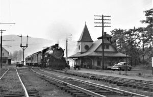 Western Maryland Railway | Thurmont, Maryland | 4-6-2 steam locomotive #206 | Eastbound passenger Train | Passenger Station | June, 1951 | Fielding Lew Bowman photograph