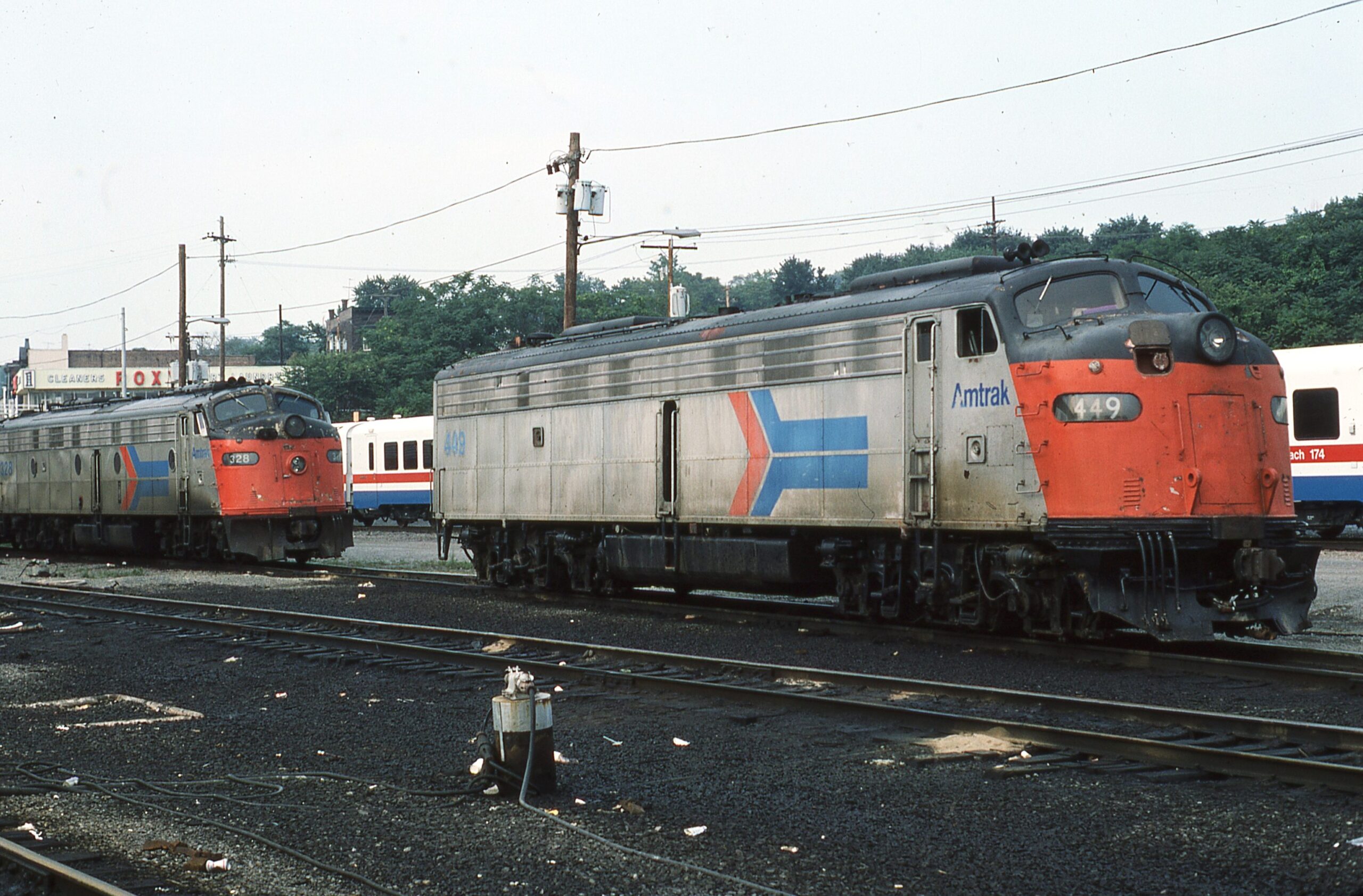 Amtrak | Rensselaer, New York | EMD E8a #449 diesel-electric locomotive | August 1976 | Larry Steingarten photograph