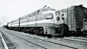 Missouri Pacific | Little Rock, Arkansas | Alco Class FA1-FB1- FA1 #325 diesel-electric locomotive | circa 1949 | Felix Brundt photo | Elmer Kremkow Collection