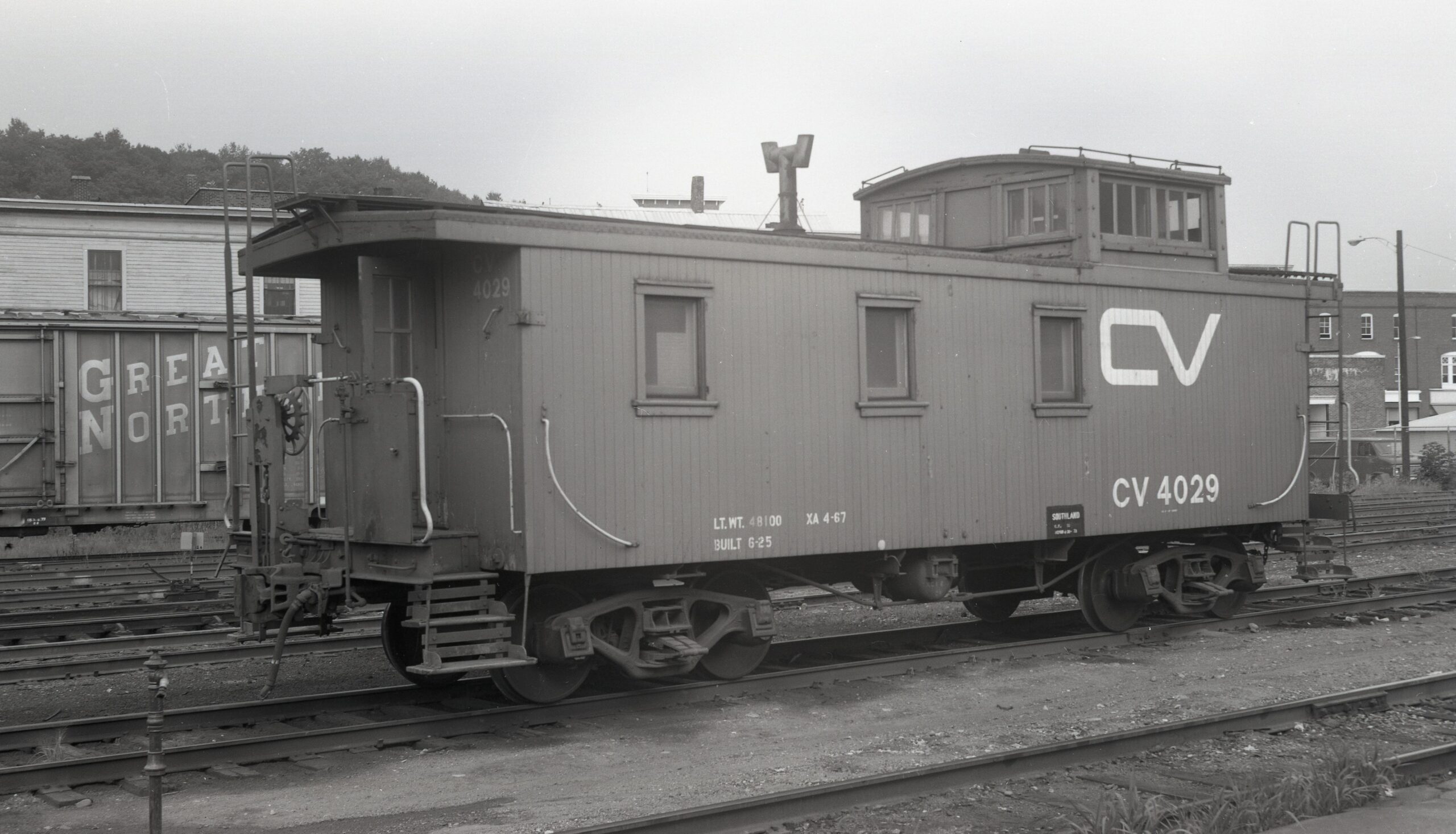 Central Vermont Railroad | White River Junction, Vermont | Wooden Caboose #CV4029 | August 18, 1973 | H.B. Olsen photograph