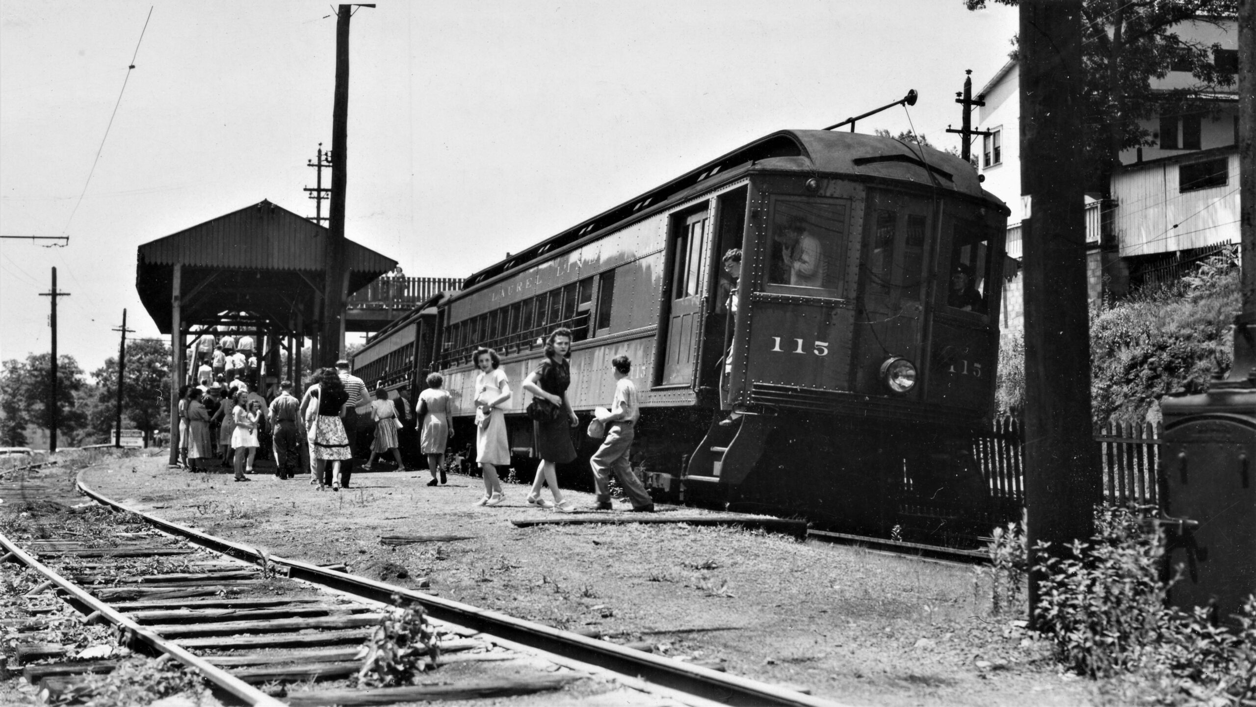 Lackawanna and Wyoming Valley Railroad | Laurel Line | Moosic, Pennsylvania | Rocky Glen Park station | Car #115 | Friday, July 4, 1947 | Ed Miller phtograph
