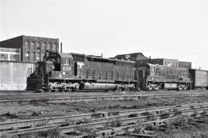 Pennsylvania Railroad | Altoona, Pennsylvania | EMD Class SD45 #6120 + GE U25C #6517 diesel-electric locomotives | 1966 | Elmer Kremkow photograph