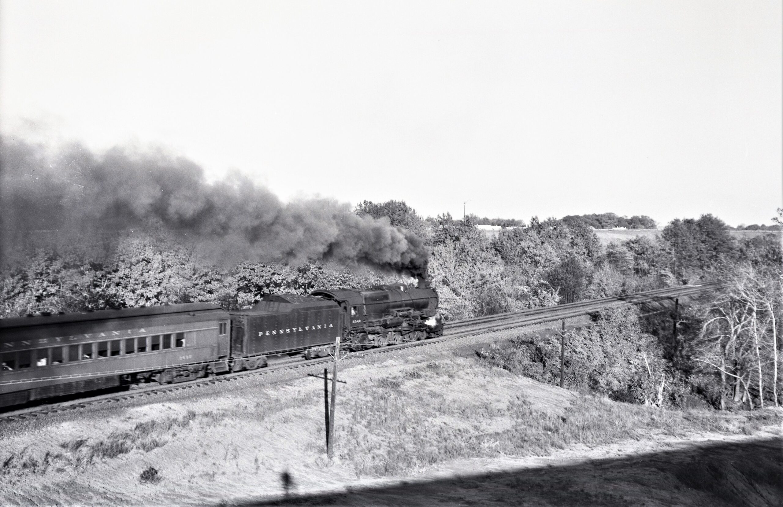 Pennsylvania Railroad | Matawan, New Jersey | New York & Long Branch | K4s 5348 | westbound to Bay Head | October 1955 | Fielding Lew Bowman photograph