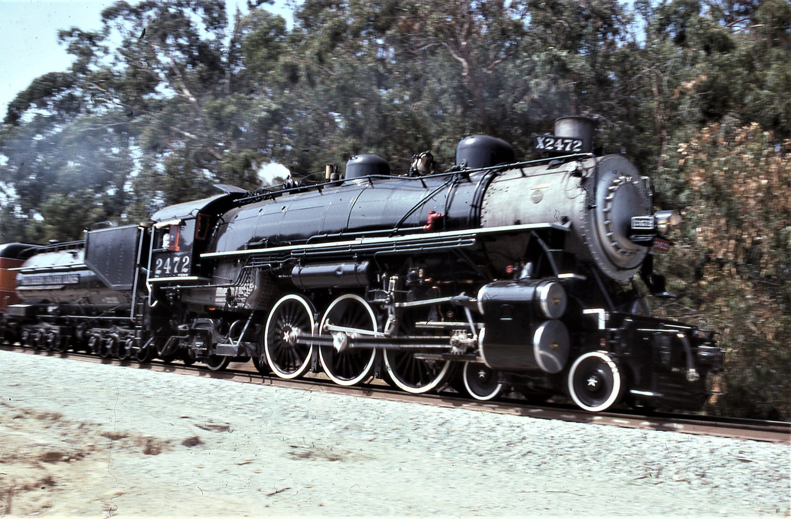 Southern Pacific Lines | Santa Barbera, California | Class P-8 4-6-2 #2472  “Pacific” steam locomotive | 1992 | R.L. Westover photograph | Steve Timko Collection