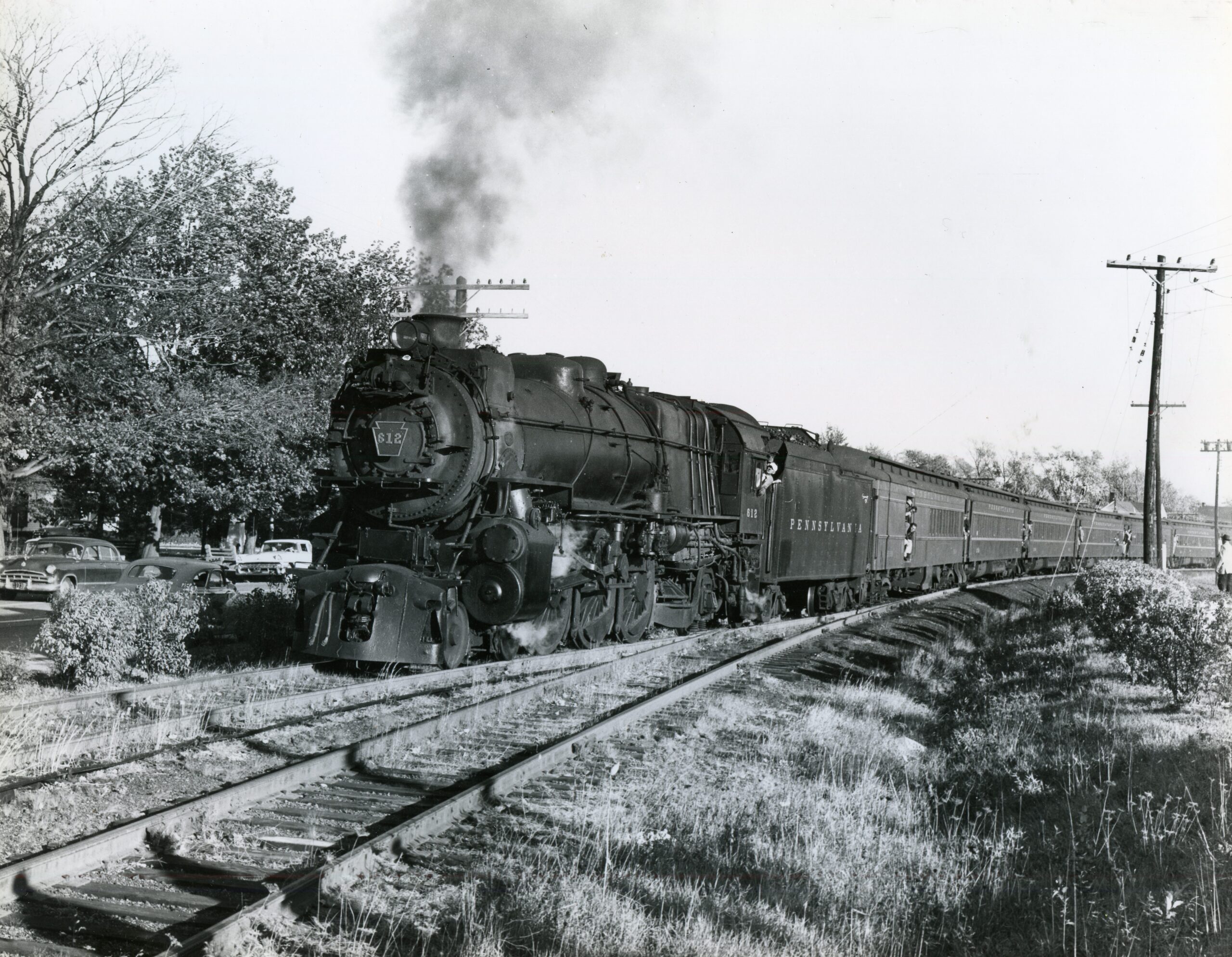 Pennsylvania Railroad | Jamesburg, New Jersey | Class K4s 4-6-2 #612 Steam locomotive and train | October 19, 11957 | Homer Hill photograph