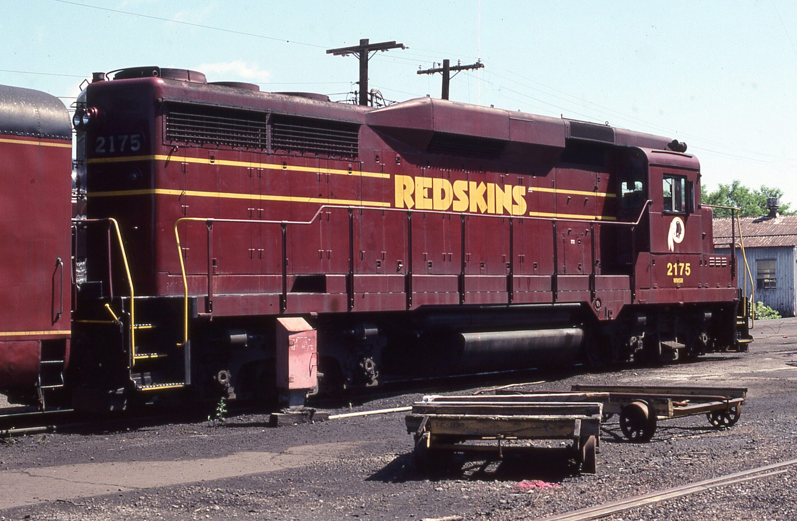 Western Maryland Scenic Railroad | Cumberland, Maryland | EMD GP30 #2175 “Washington Redskins” painted diesel-electric locomotive | June 3, 1998 | Dick Flock photograph