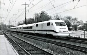Amtrak | Crum Lynne, Pennsylvania | ICE TRAIN aka Intercity Express | Passenger train | November 24, 1993 | Will Coxey photograph