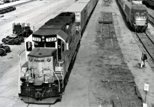 Amtrak | Philadelphia, Pennsylvania | EMD / Juniata shops GP38-3 #722 diesel-electric locomotive | Race Street Yard | May 3, 2000 | Will Coxey photograph