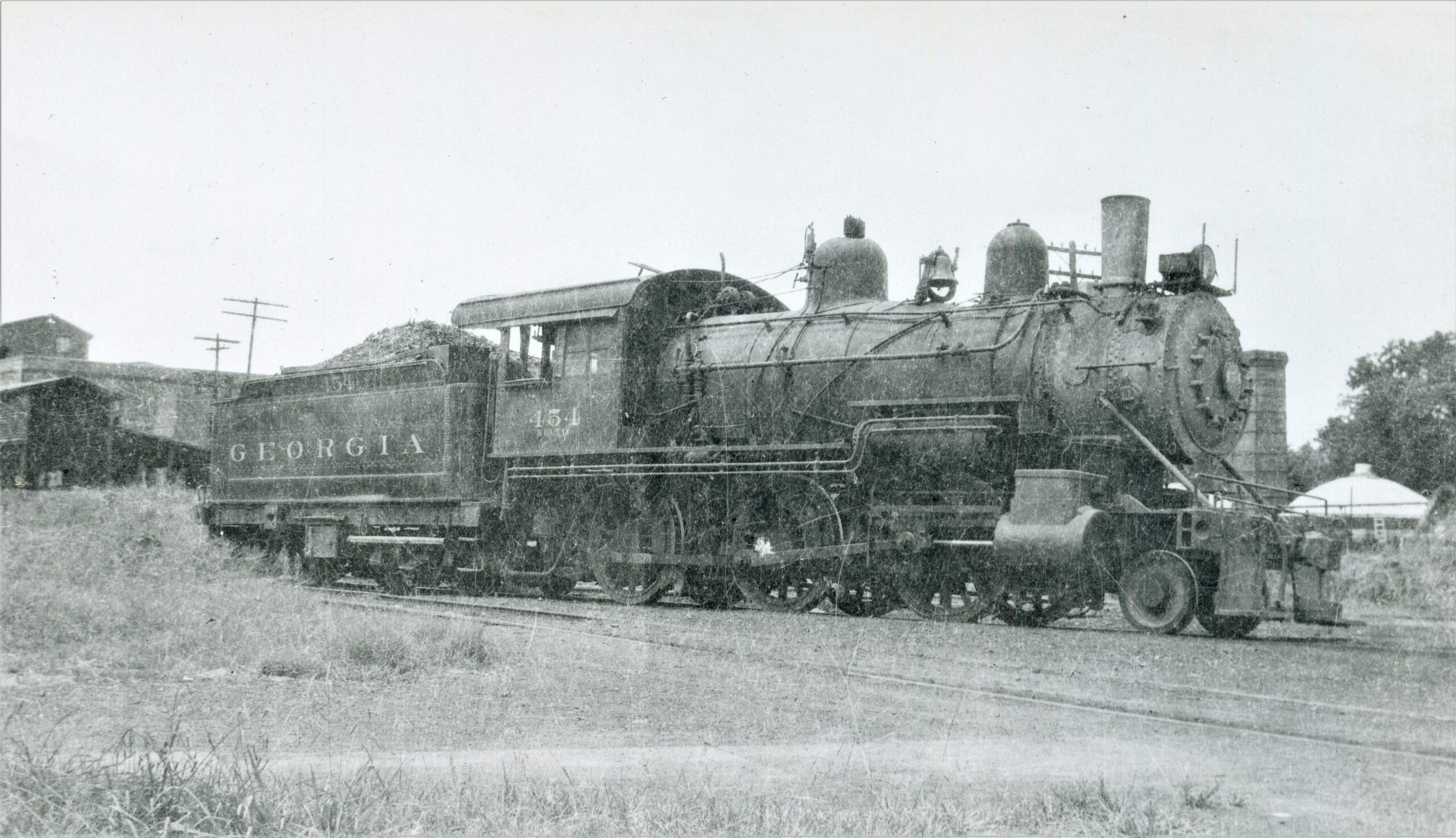 Georgia Railroad | Milledgeville, Georgia | 2-6-0 #454 steam locomotive | September 5, 1948 | Max Miller photograph | Elmer Kremkow collection