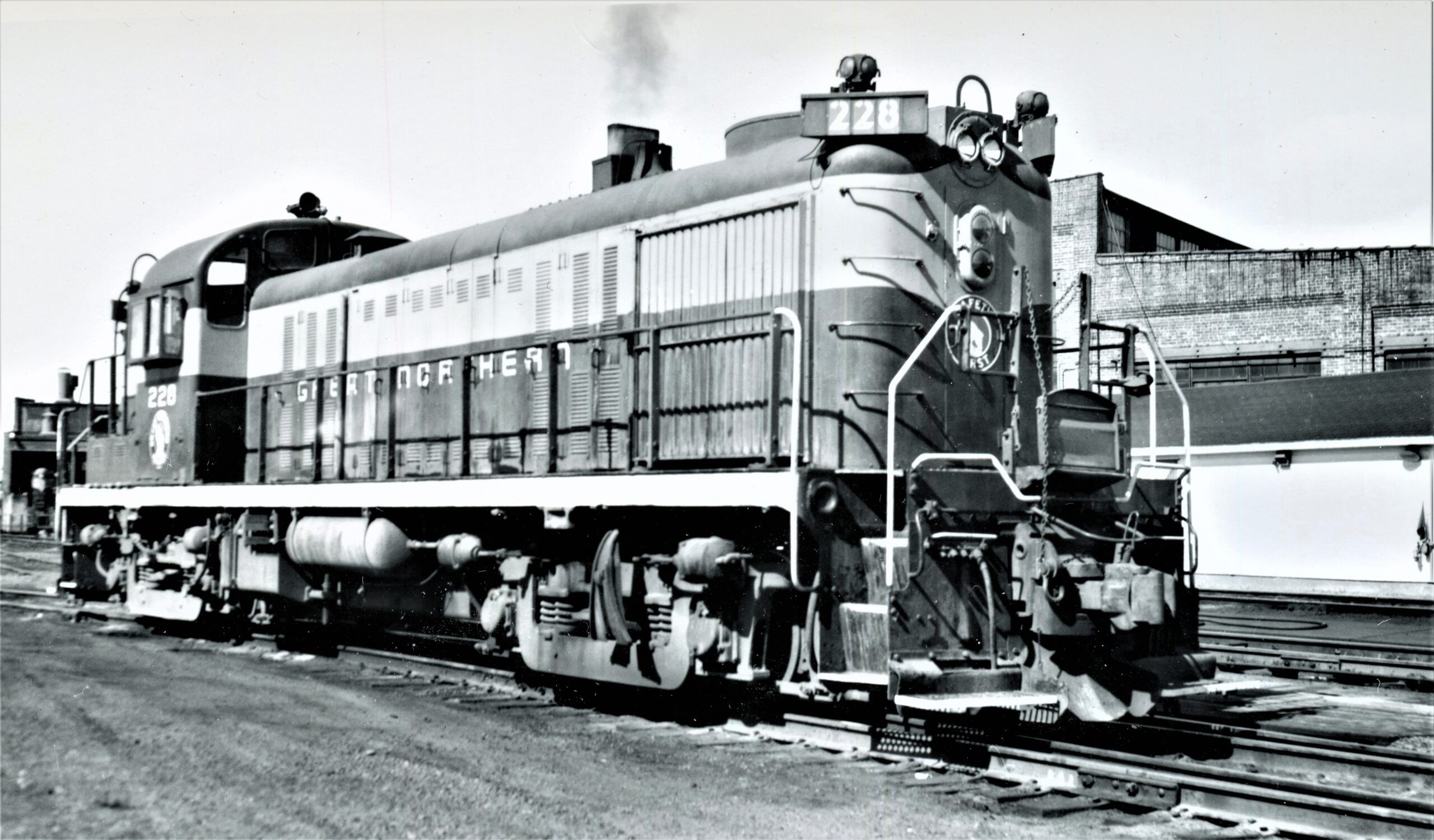 Great Northern Railway | Seatlle, Washington | Alco Class RS3 #228 diesel-electric switcher locomotive | April 24, 1956 | Arthur B. Johnson Photo | Elmer Kremkow Collection