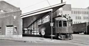 Minneapolis Northfield and Southern Railroad | Minneapolis, Minnesota | Gas electric motorcar #38 | 7th Street and 3rd Avenue | image 1 | July 1940