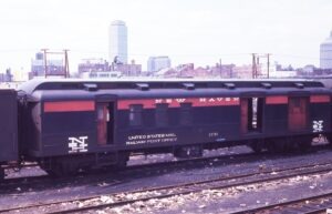 New York New Haven and Hartford Railroad | New Haven | Boston, Massachusetts | Back Bay | Rail post office car #C2781 | April 29, 1967 | Norton D. Clark photo | John Wilson collection