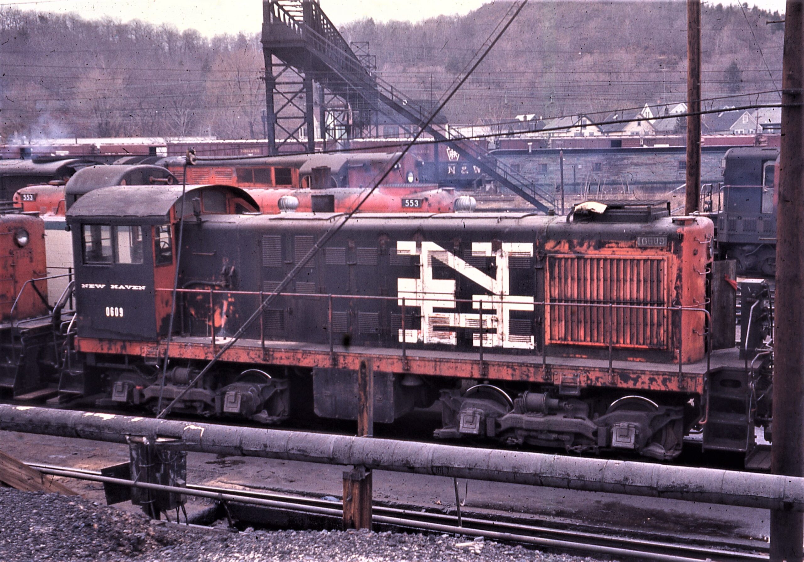 New York New Haven and Hartford Railroad | New Haven | New Haven, Ct. | Cedar Hill Yard | Alco S2 #0609 diesel electric locomotive | February 4, 1967 | W. Trumball phtograph
