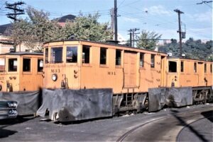 Pittsburgh Railways Company | Pittsburgh, Pennsylvania | Sweepers M31, M52 and M27 | 1959 NRHS Convention | September 7, 1959 |} Ara Mesrobian photograph