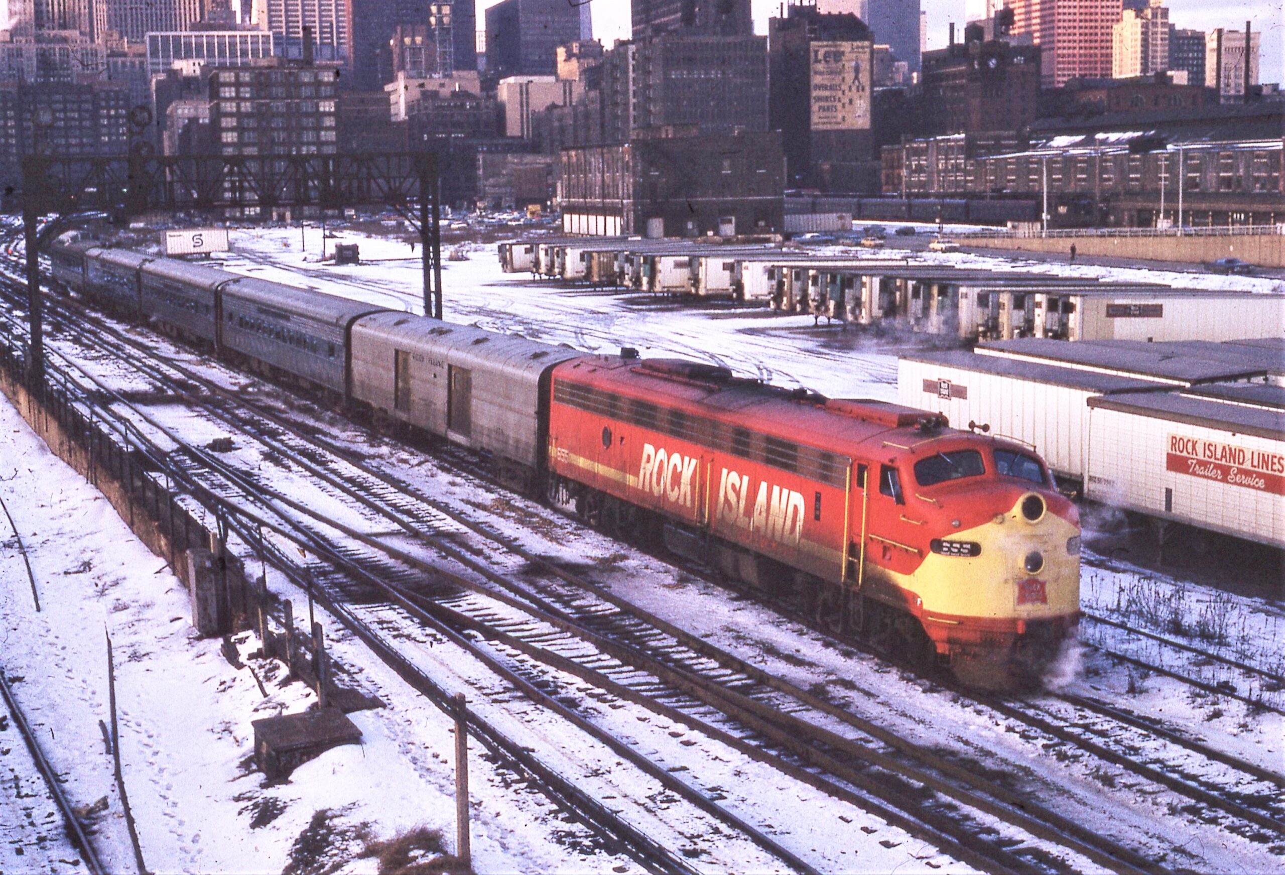 Chicago Rock Island and Pacific Railroad | Chicago, Illinois | EMD E8a #655 | Passenger train | February 23, 1973 | Emery Gulash photograph