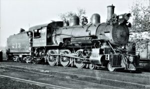 Saint Louis and Southwestern | Stuttgart, Arkansas | Class E2 4-6-0 #213 steam locomotive | April 1932 | R.W. Legg photograph | NRHS Collection