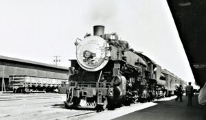 Southern Pacific Lines | Bakersfield, California | Class 4-6-2 #2478 steam locomotive | Train #51 SAN JOAQUIN | with Mail cars | Bakersfield Passenger Station | September 1939 | unknown photographer | NRHS Collection
