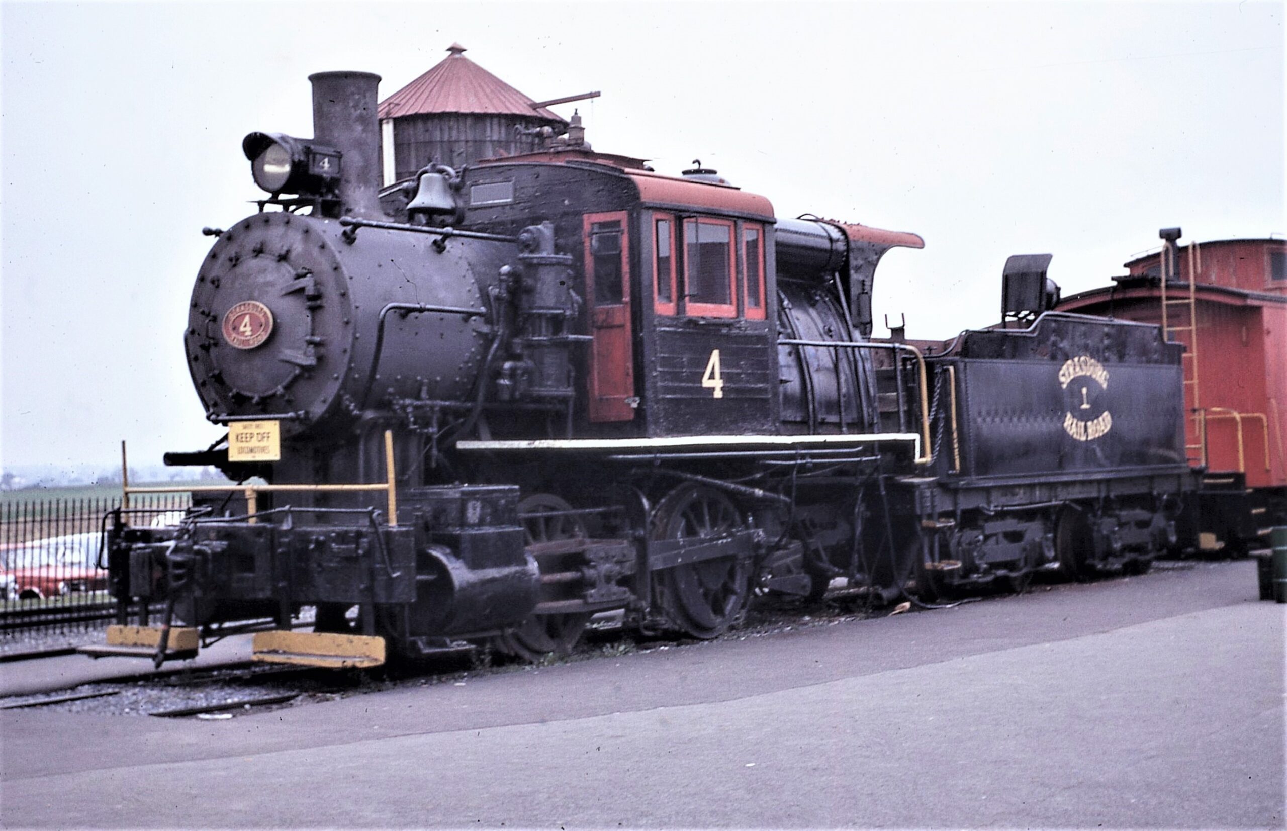 Strasburg Railroad | Strasburg, Pennsylvania | Class 0-4-0 #4 Camelback steam locomotive | ex- E.J. Lavino | ex-Philadelphia & Reading Railroad | October 1970 | Calvin Banse photograph