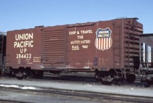 Union Pacific | Las Vegas, Nevada | 40 ft 6 in box car #284422 | April 19, 1972 | Emery Gulash photograph
