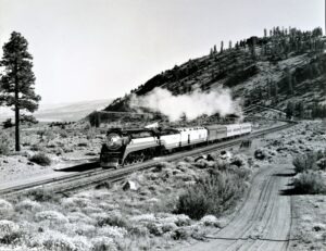 American Freedom Train | Southern Pacific Lines | Hotlum, California | Class GS4 #4449 steam locomotive | test train | June 21, 1975 | Ara Mesrobian photograph | NRHS Collection