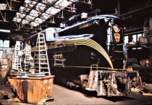 Amtrak | Pennsylvania Railroad | Wilmington, Delaware | Altoona Works Class GG1 #4935 electric motor | May 1977