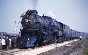 Chicago Burlington and Quincy Railroad | CB&Q | Aurora, Illinois | Class 4-8-4 #5632 steam-locomotive | Passenger Excursion | September 1960 | Calvon Banse photograph