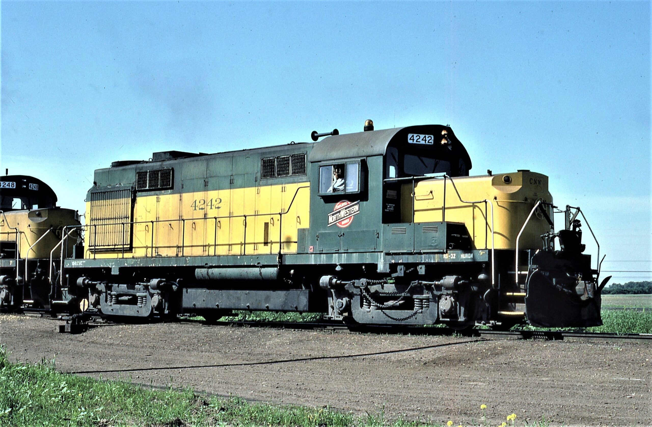 Chicago and Northwestern | North Fond du Lac, Wisconsin | Alco RS32 #4242 diesel-electric locomotive | June 8, 1982 | David Hamley photograph