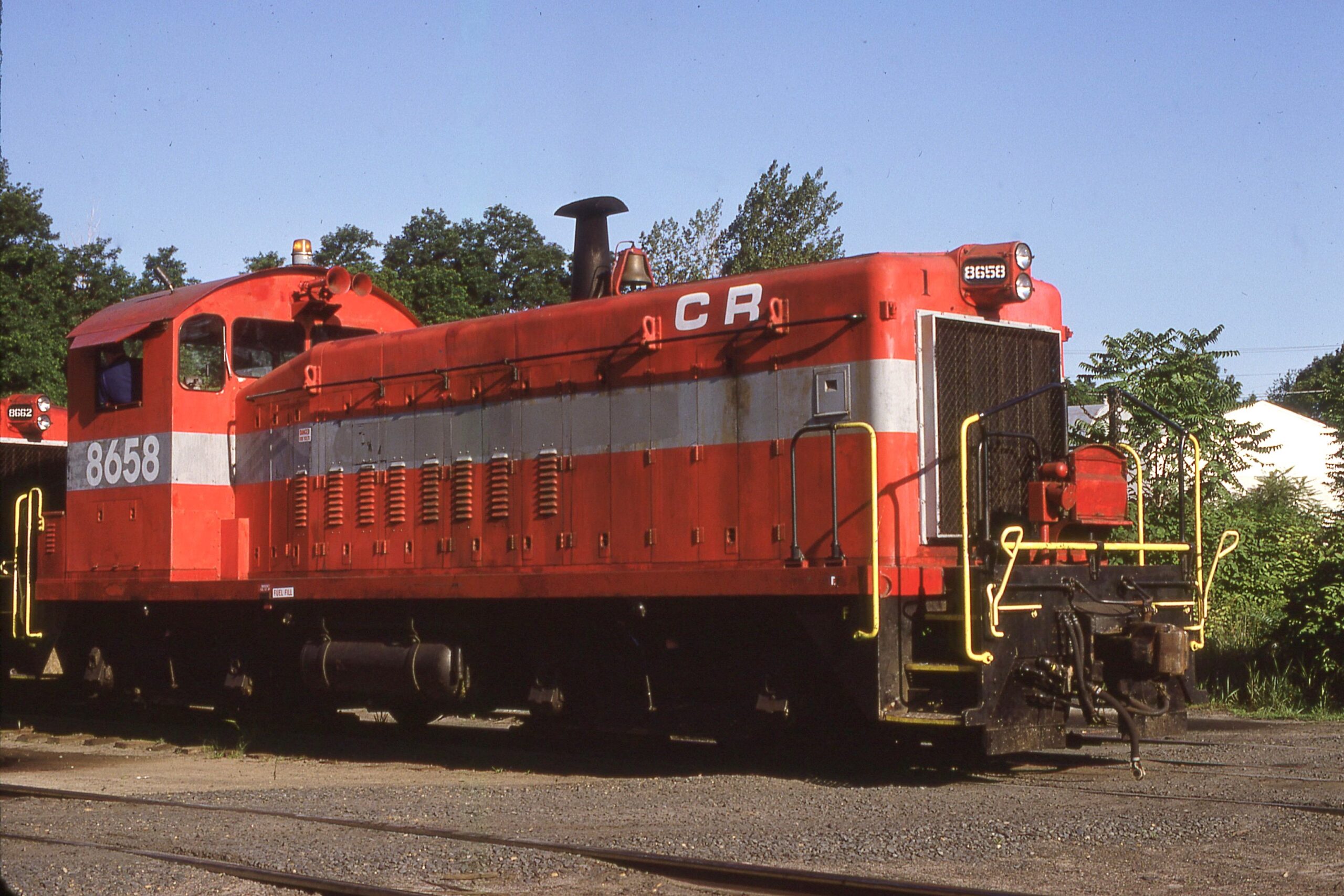 Conrail | South Amboy, New Jersey | EMD Class SW9 #8658 diesel locomotive | ex Raritan River Railroad | June 1980 | Jack DeRosset photograph | Morning Sun Books Collection